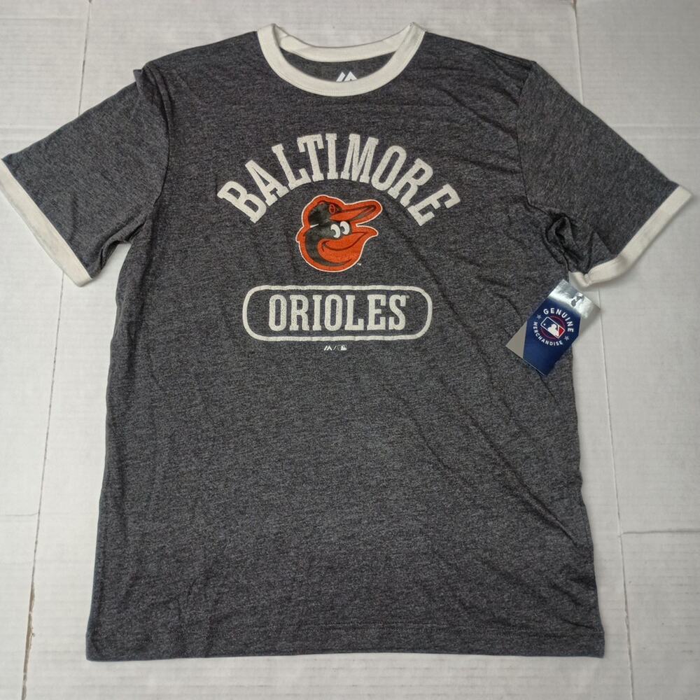 Majestic Baltimore Orioles T-Shirt Men's M Medium Gray‎ MLB Baseball